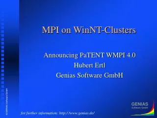 MPI on WinNT-Clusters