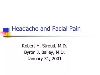 Headache and Facial Pain