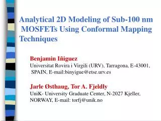 Analytical 2D Modeling of Sub-100 nm MOSFETs Using Conformal Mapping Techniques