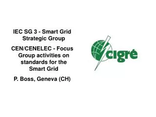 IEC SG 3 - Smart Grid Strategic Group