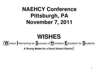 NAEHCY Conference Pittsburgh, PA November 7, 2011