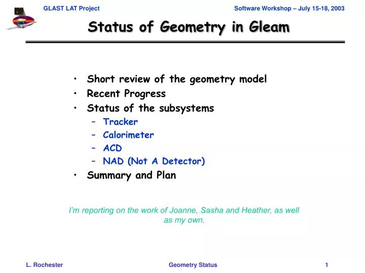 status of geometry in gleam