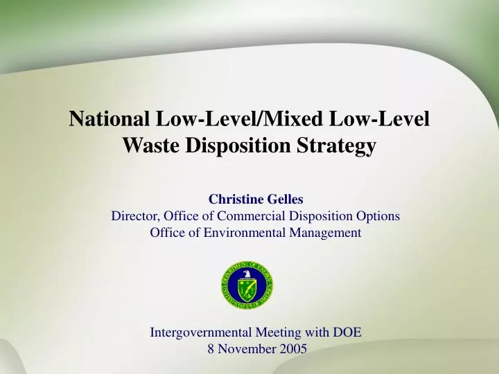 national low level mixed low level waste disposition strategy