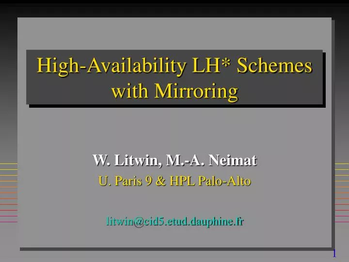 high availability lh schemes with mirroring