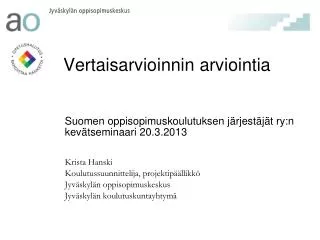 vertaisarvioinnin arviointia