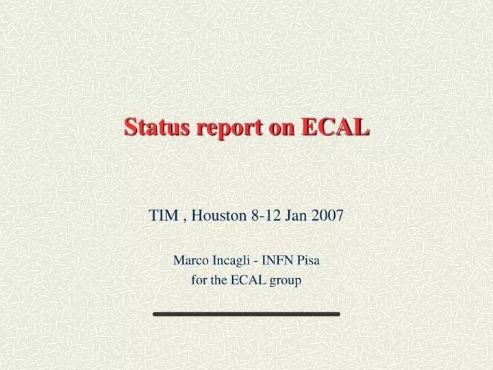 status report on ecal