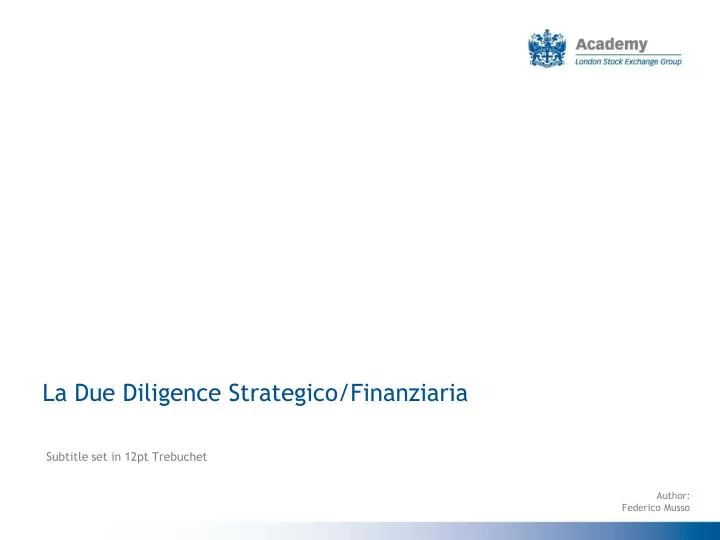 la due diligence strategico finanziaria