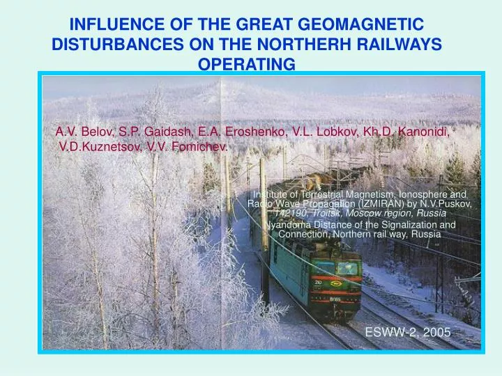 influence of the great geomagnetic disturbances on the northerh railways operating