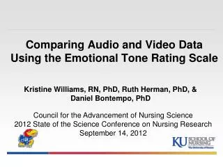 Comparing Audio and Video Data Using the Emotional Tone Rating Scale