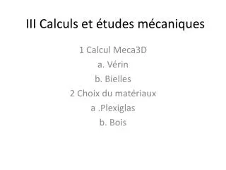 iii calculs et tudes m caniques