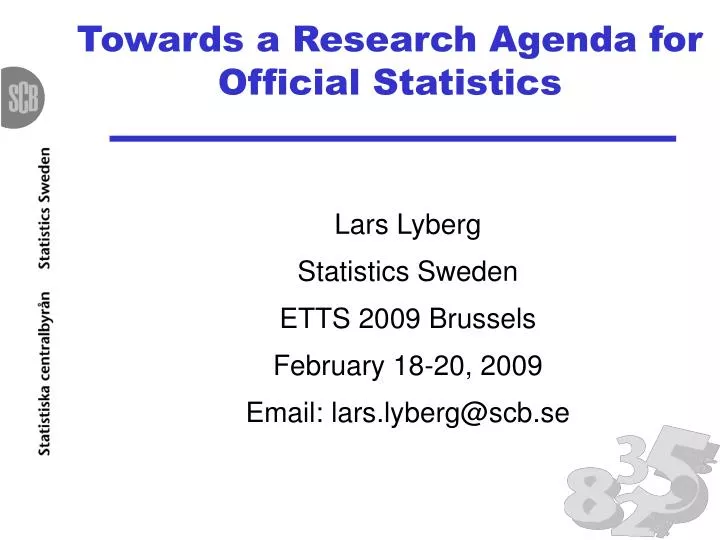 towards a research agenda for official statistics