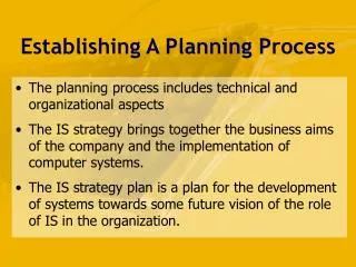 Establishing A Planning Process