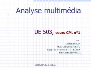 ue 503 cours cm n 1