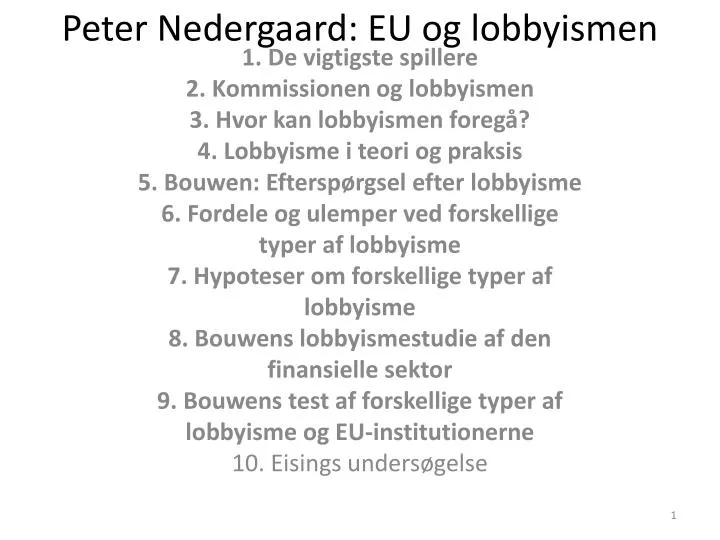 peter nedergaard eu og lobbyismen