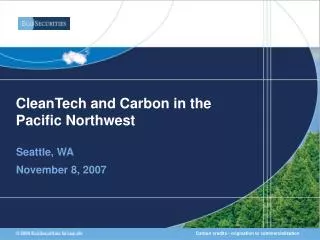 CleanTech and Carbon in the Pacific Northwest