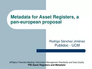 Metadata for Asset Registers, a pan-european proposal