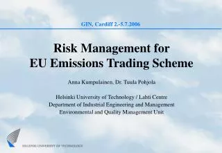 Risk Management for EU Emissions Trading Scheme