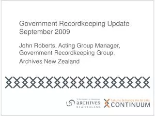 Government Recordkeeping Update September 2009