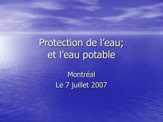 protection de l eau et l eau potable