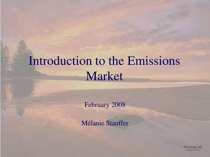 introduction to the emissions market