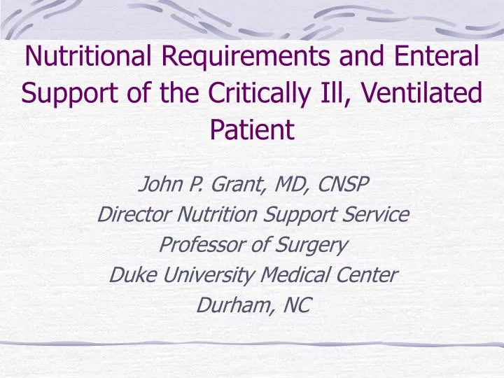 nutritional requirements and enteral support of the critically ill ventilated patient