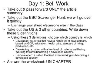 Day 1: Bell Work