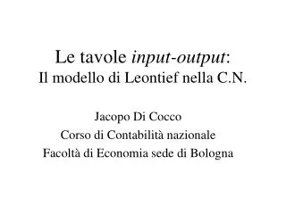 le tavole input output il modello di leontief nella c n