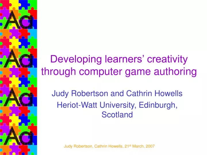 developing learners creativity through computer game authoring