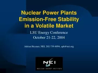 Nuclear Power Plants Emission-Free Stability in a Volatile Market