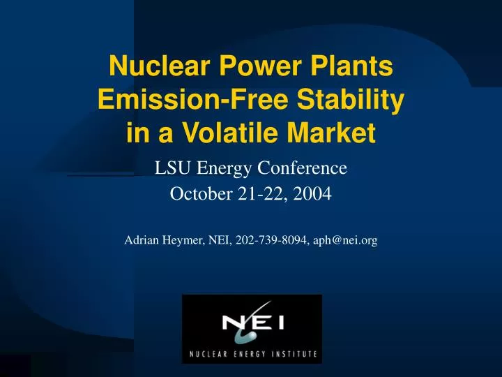 nuclear power plants emission free stability in a volatile market