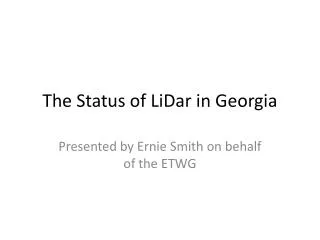 The Status of LiDar in Georgia