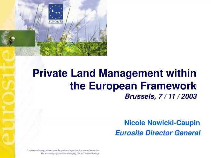 private land management within the european framework brussels 7 11 2003