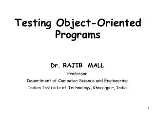 Testing Object-Oriented Programs