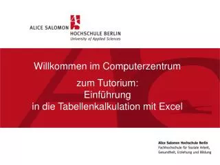 willkommen im computerzentrum zum tutorium einf hrung in die tabellenkalkulation mit excel