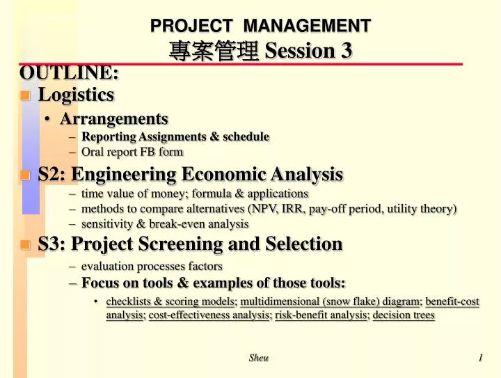 project management session 3