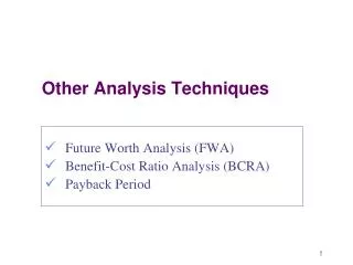 Other Analysis Techniques