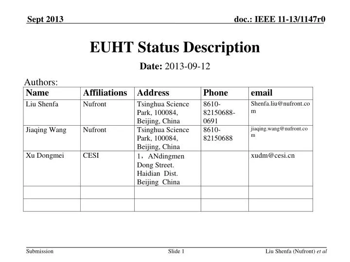euht status description
