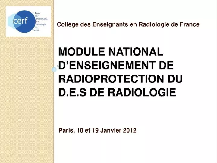 module national d enseignement de radioprotection du d e s de radiologie