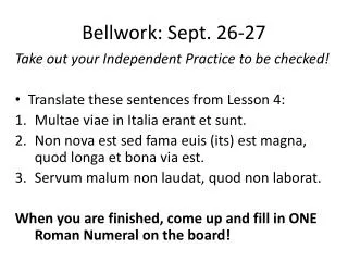 Bellwork : Sept. 26-27