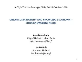 Urban sustainability and knowledge economy