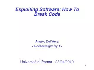Exploiting Software: How To Break Code