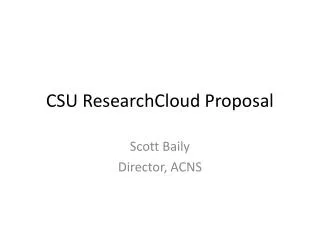 CSU ResearchCloud Proposal