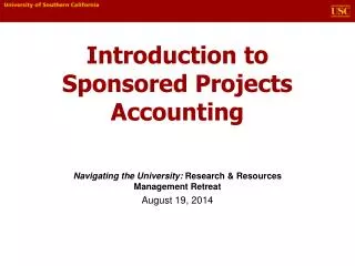 Introduction to Sponsored Projects Accounting