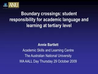 Boundary crossings: student responsibility for academic language and learning at tertiary level