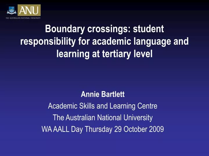 boundary crossings student responsibility for academic language and learning at tertiary level