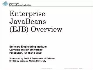 Enterprise JavaBeans (EJB) Overview