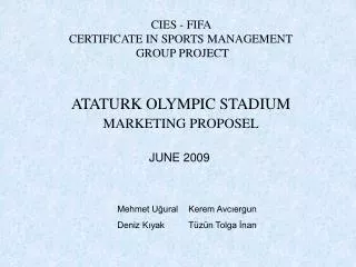 CIES - FIFA CERTIFICATE IN SPORTS MANAGEMENT GROUP PROJECT