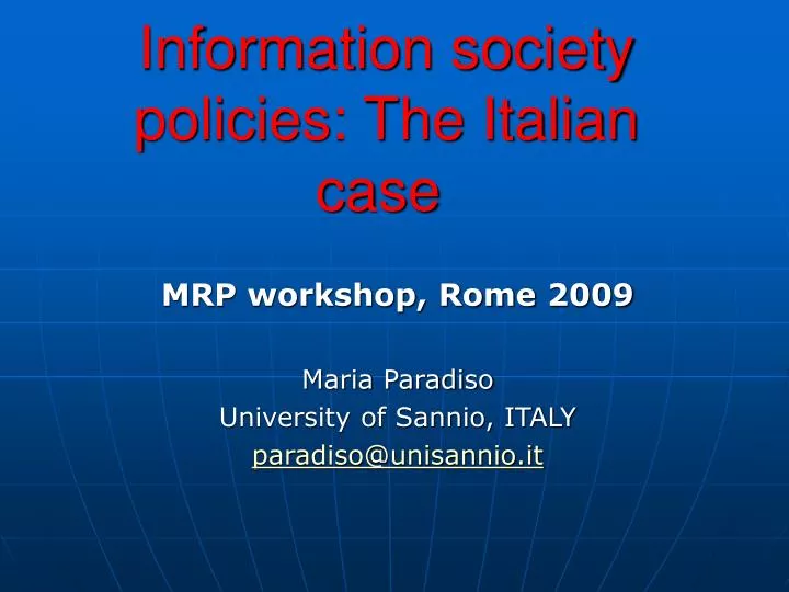 information society policies the italian case