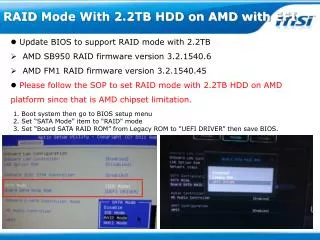 RAID Mode With 2.2TB HDD on AMD with EFI