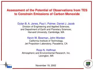 Assessment of the Potential of Observations from TES to Constrain Emissions of Carbon Monoxide